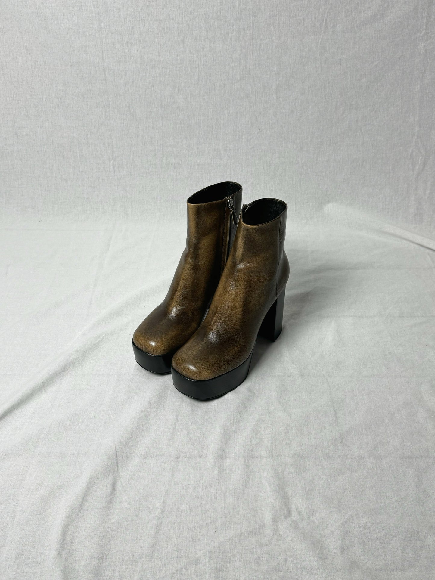 MIU MIU LEATHER PLATFORM BOOTS