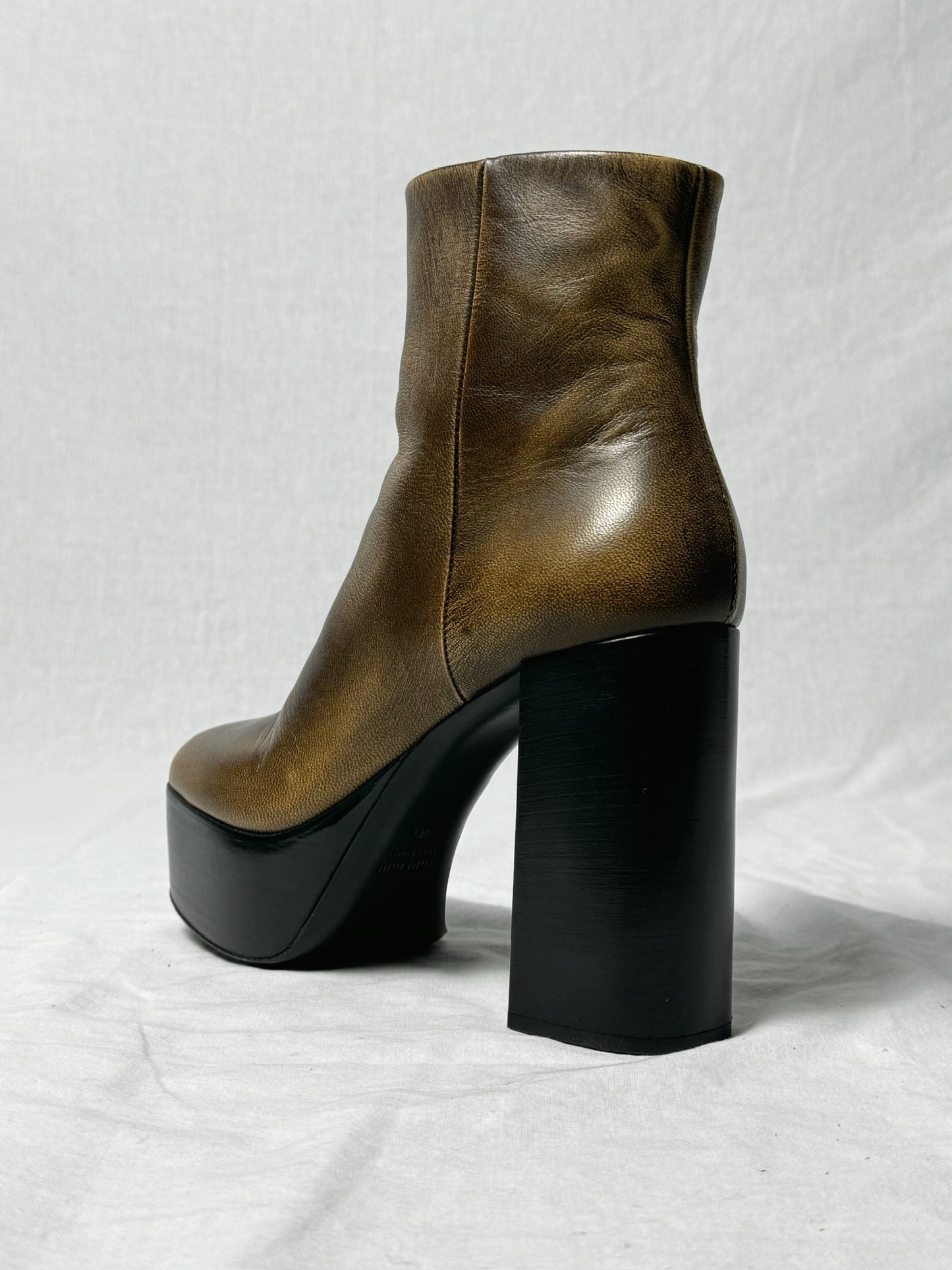 MIU MIU LEATHER PLATFORM BOOTS