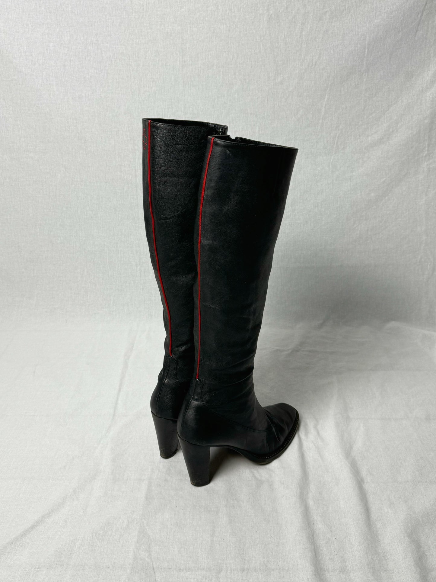 AF VANDEVORST RED STRIPE KNEE HIGH BOOTS