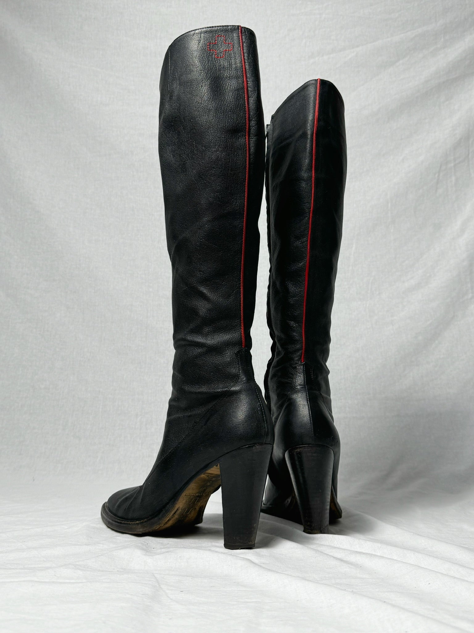 AF VANDEVORST RED STRIPE KNEE HIGH BOOTS