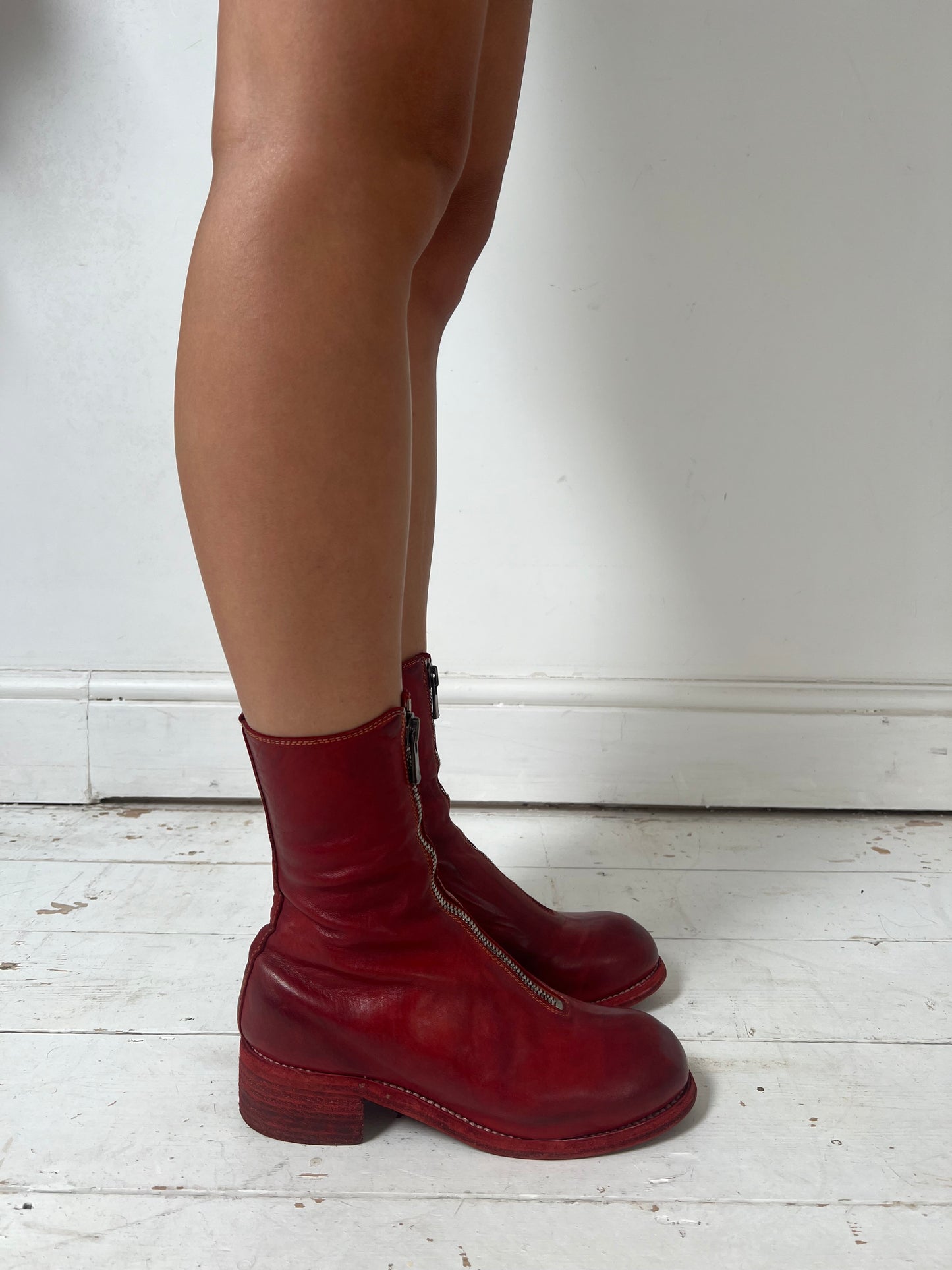 GUIDI RED ZIP UP BOOTS (EU 37)
