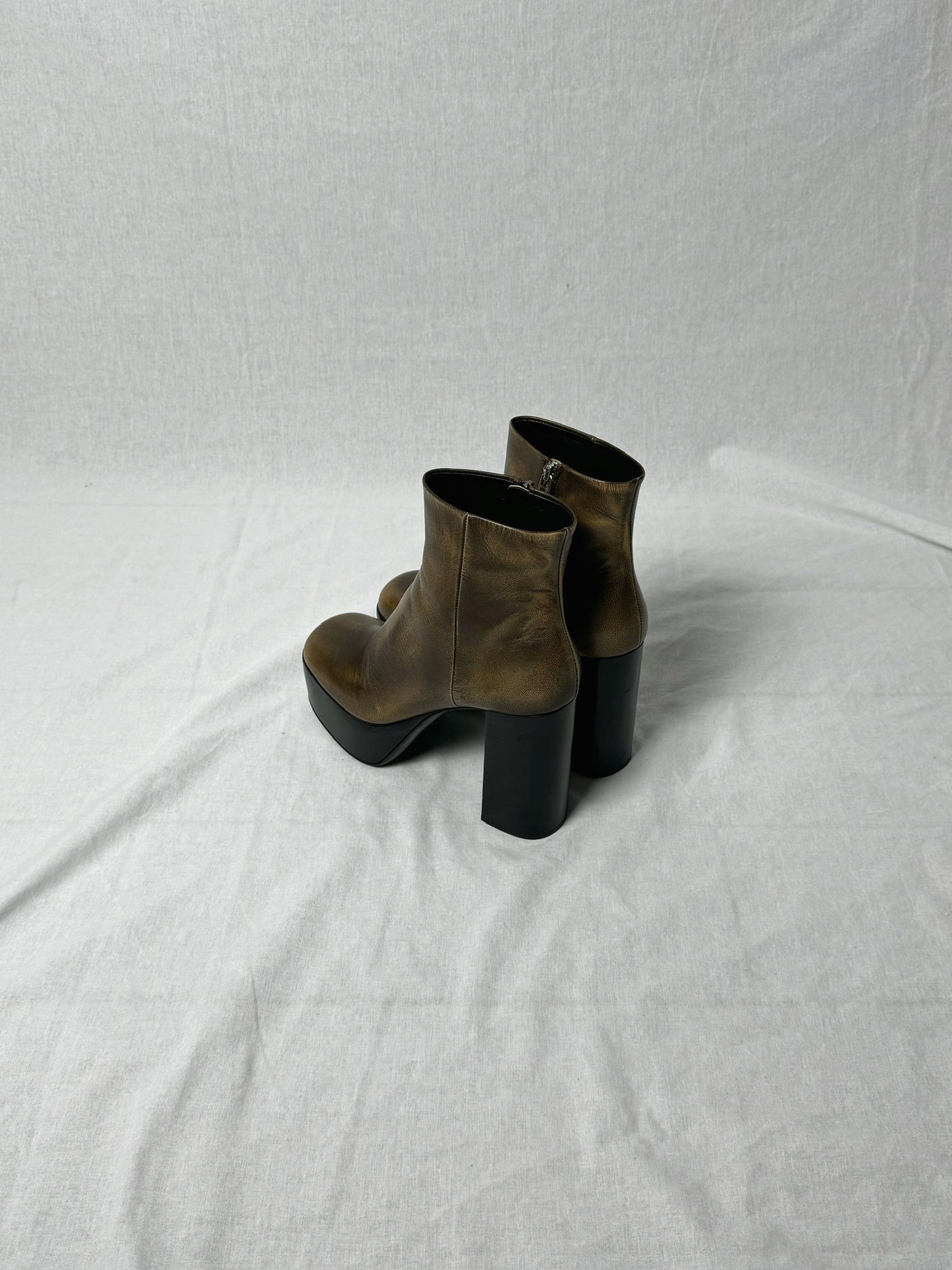 MIU MIU LEATHER PLATFORM BOOTS