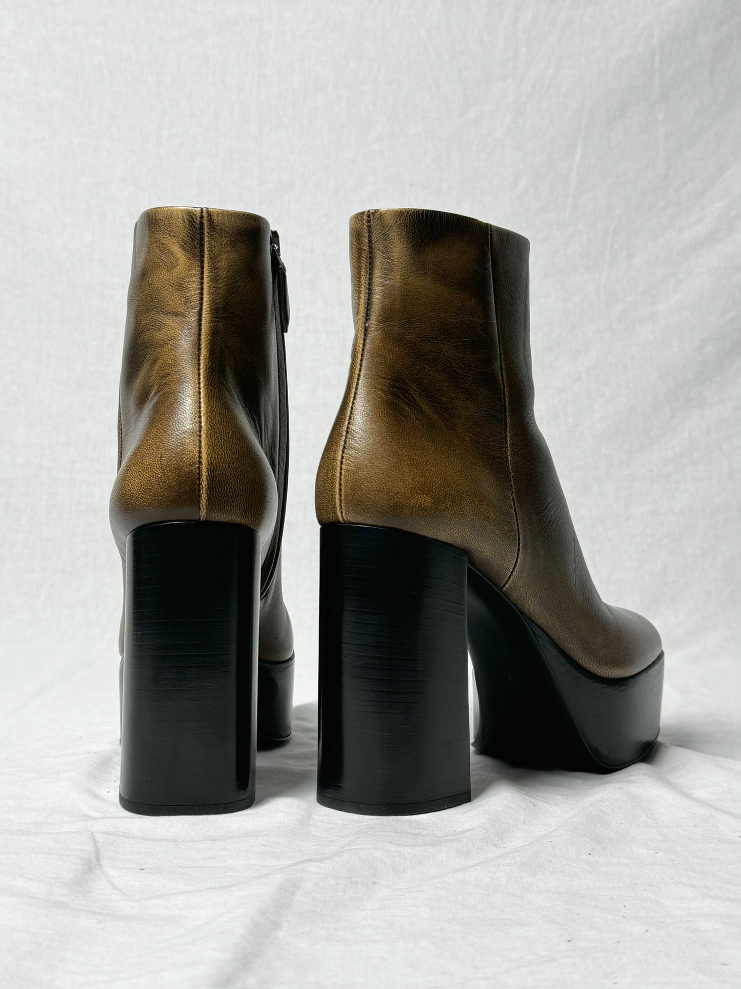 MIU MIU LEATHER PLATFORM BOOTS