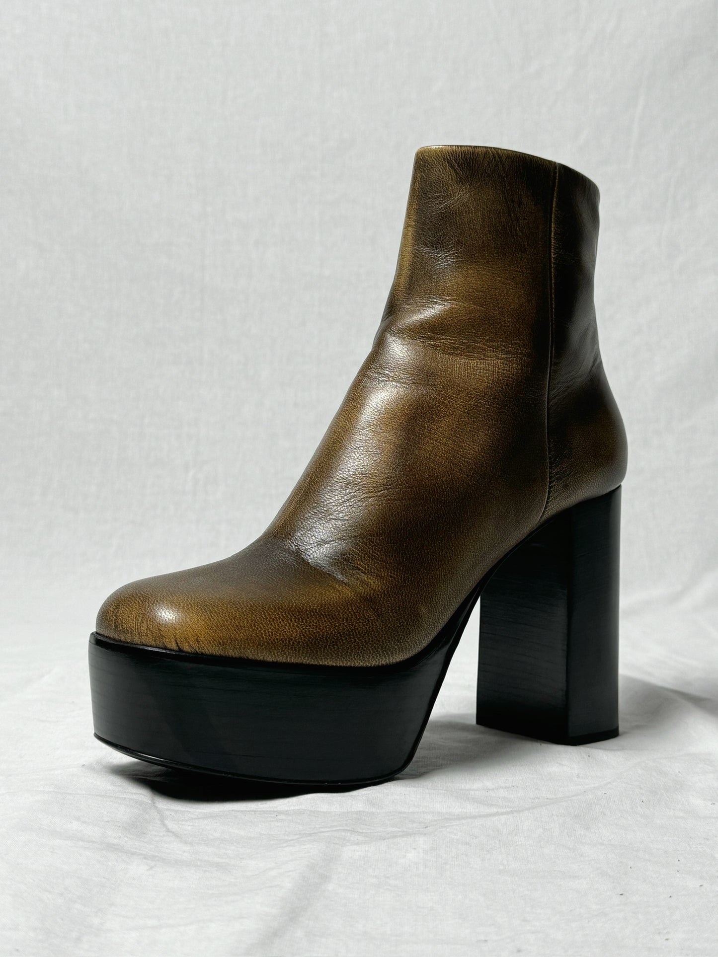 MIU MIU LEATHER PLATFORM BOOTS