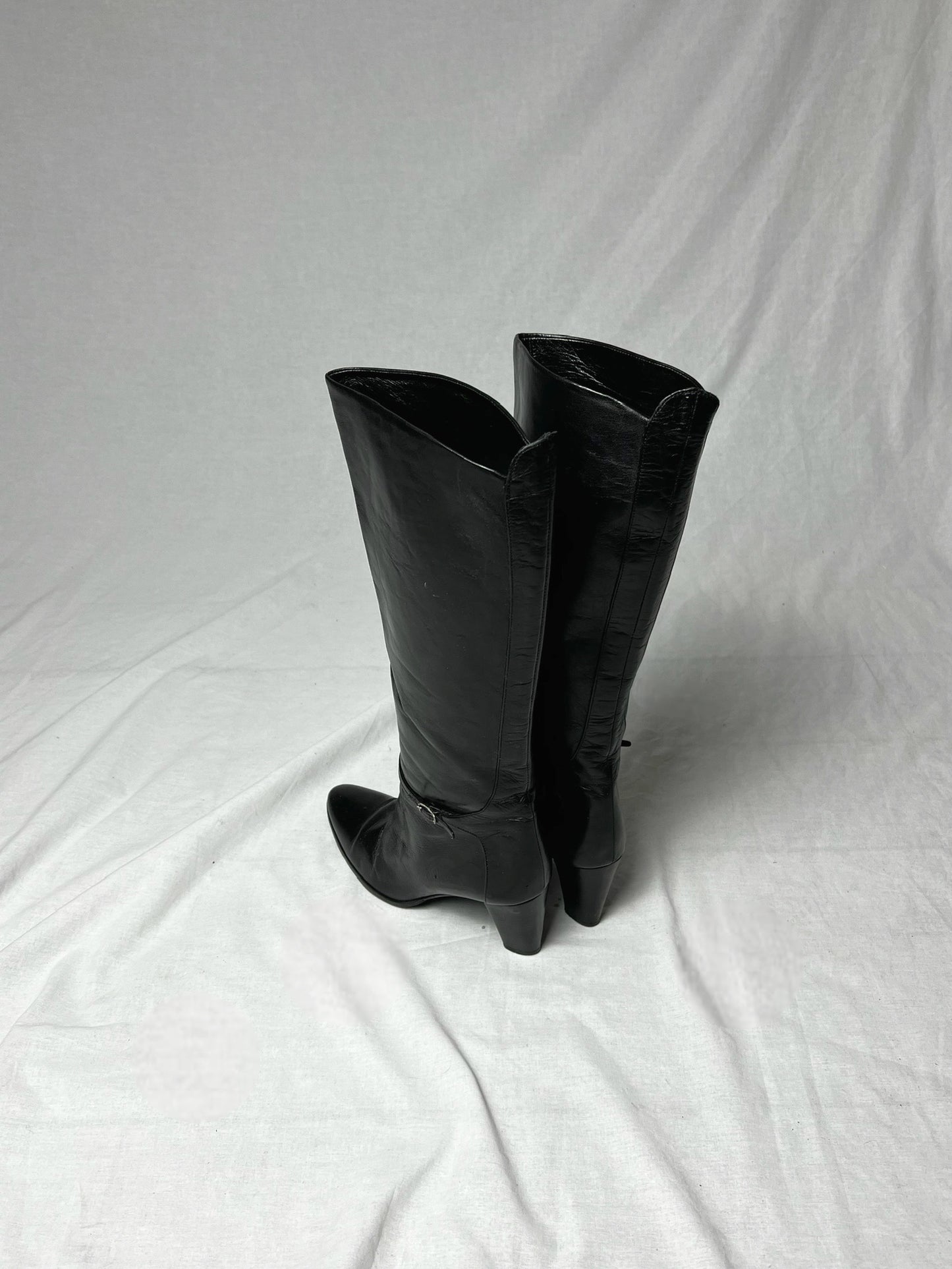 HELMUT LANG KNEE HIGH BUCKLE STRAP BOOTS