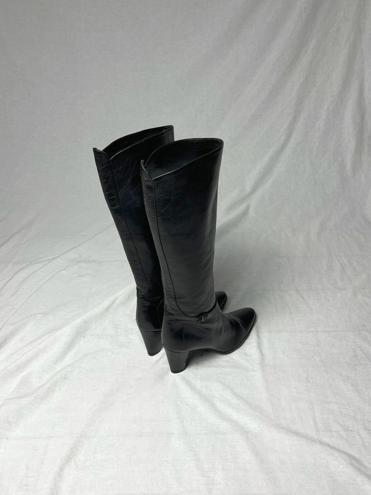 HELMUT LANG KNEE HIGH BUCKLE STRAP BOOTS