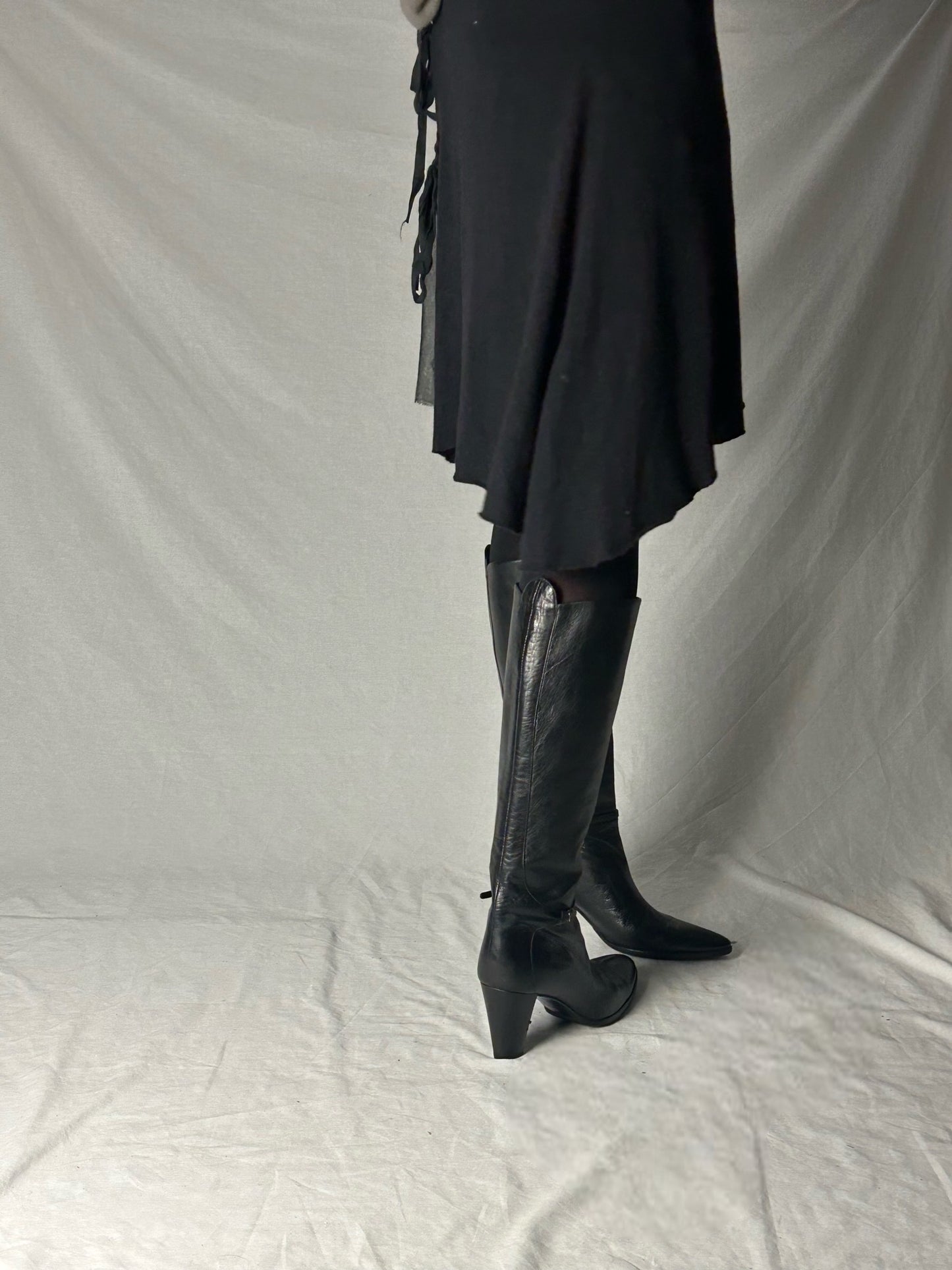 HELMUT LANG KNEE HIGH BUCKLE STRAP BOOTS