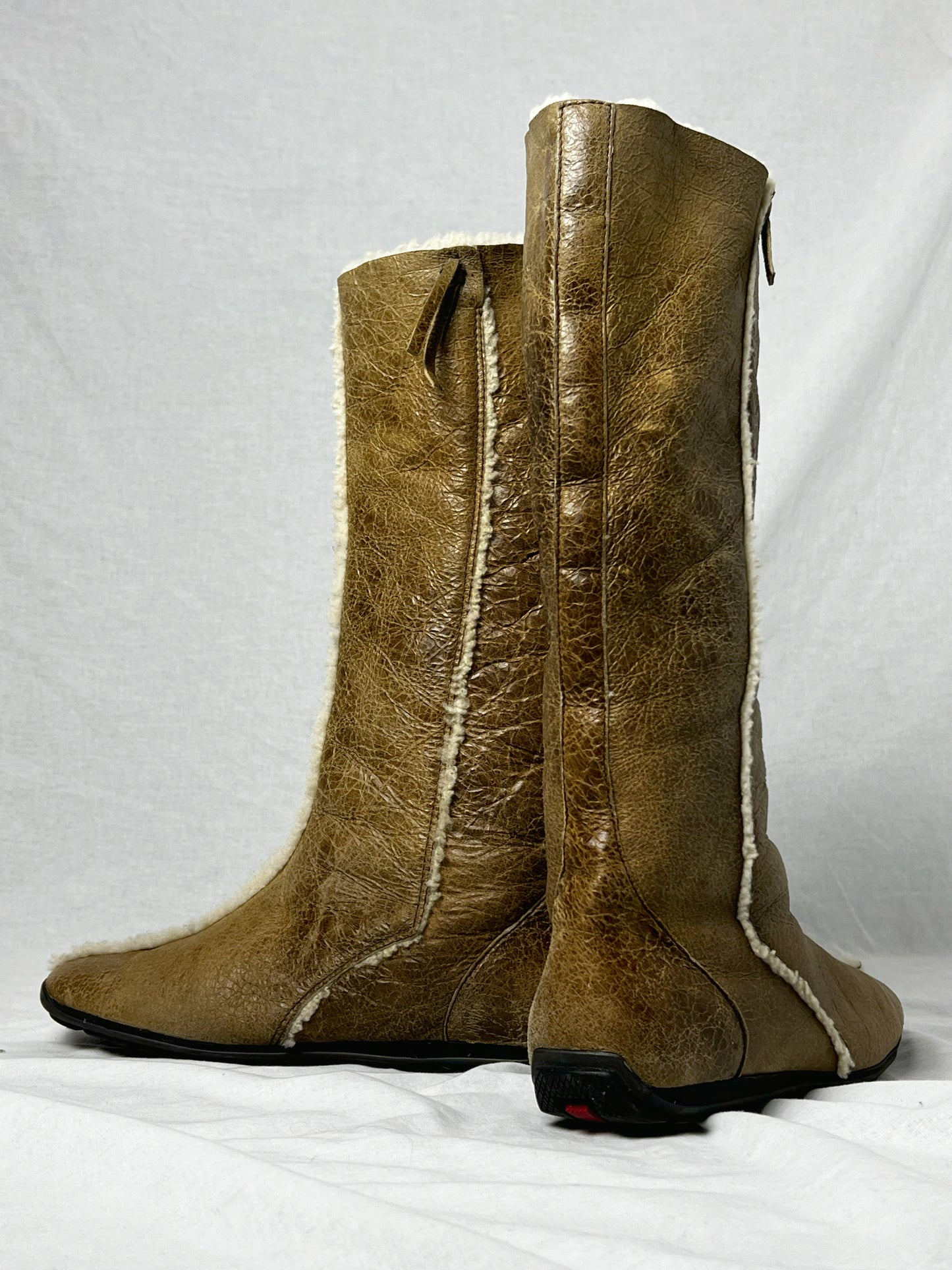 PRADA SHEARLING MID CALF BOOT