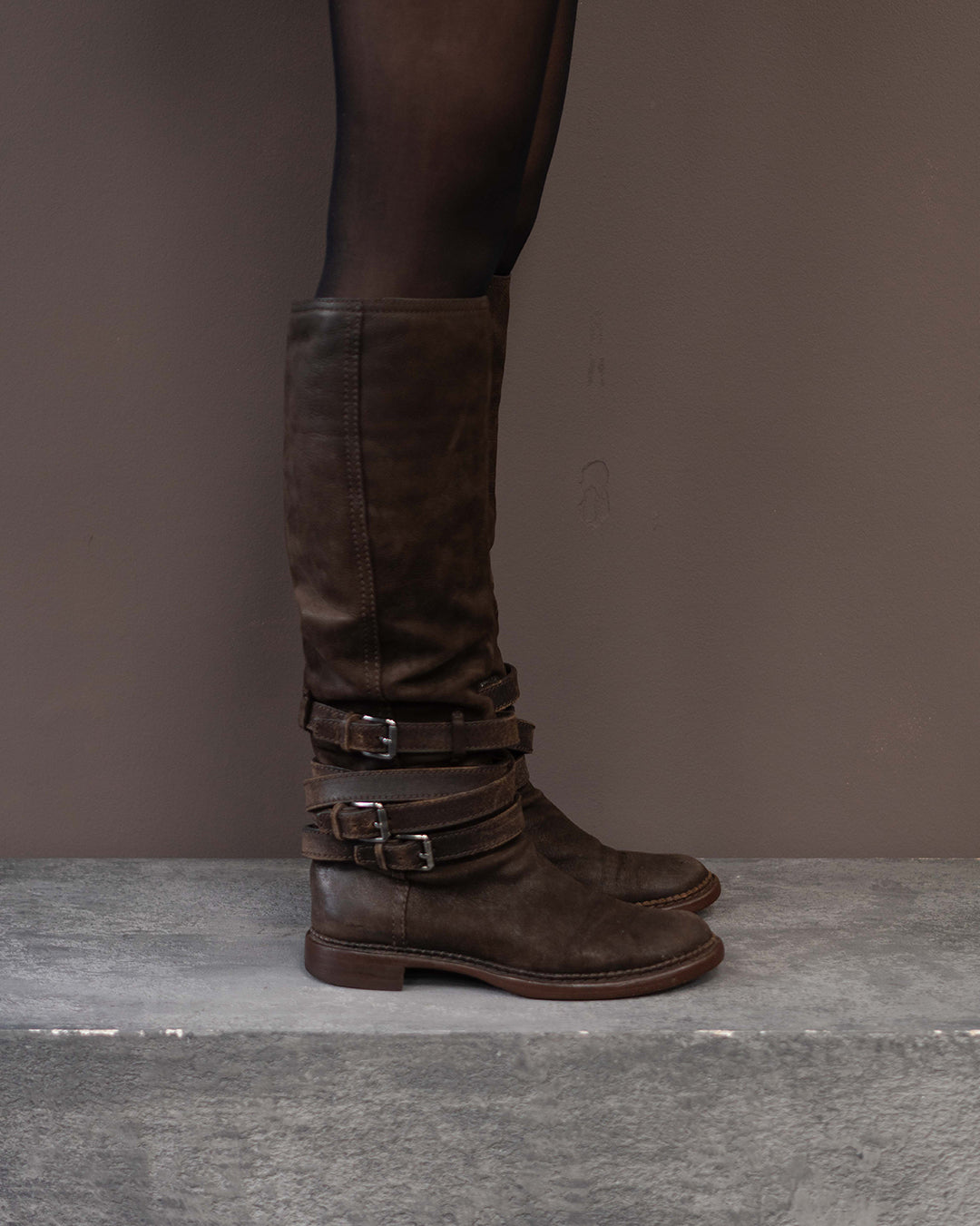 MIU MIU BROWN BUCKLE BOOTS (EU 39)