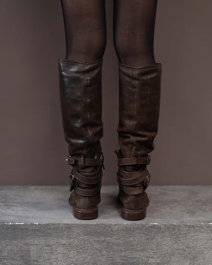 MIU MIU BROWN BUCKLE BOOTS (EU 39)