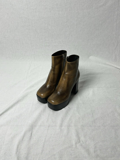 MIU MIU LEATHER PLATFORM BOOTS