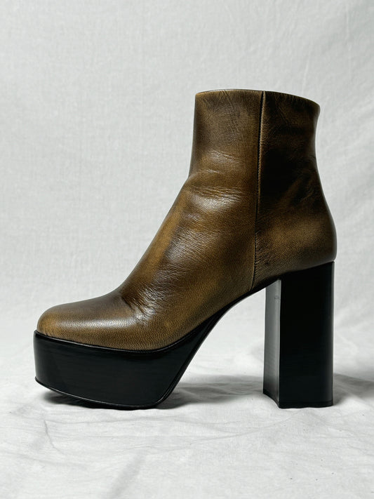 MIU MIU LEATHER PLATFORM BOOTS