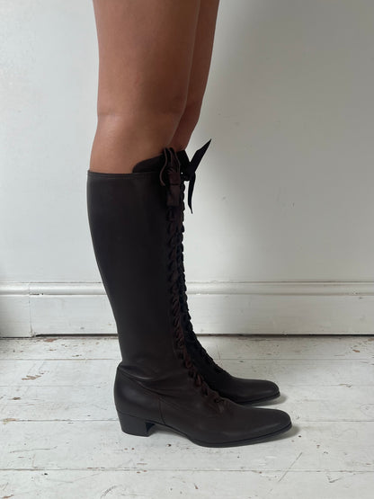 MIU MIU LACE UP BOOTS (EU 39.5)