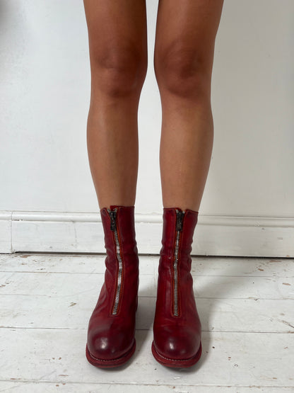 GUIDI RED ZIP UP BOOTS (EU 37)