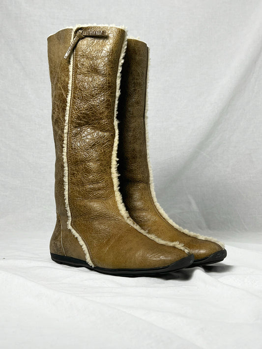 PRADA SHEARLING MID CALF BOOT