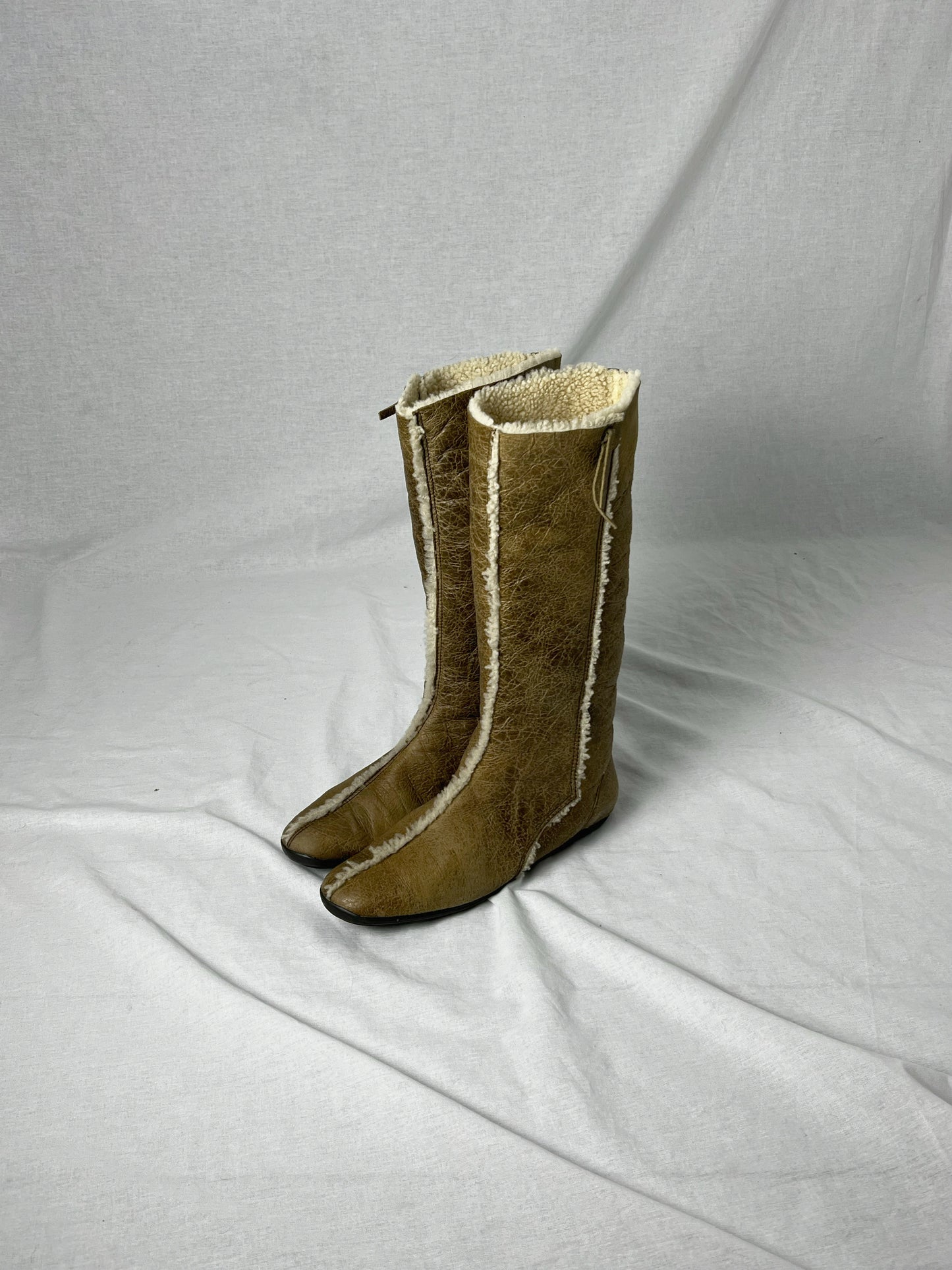 PRADA SHEARLING MID CALF BOOT