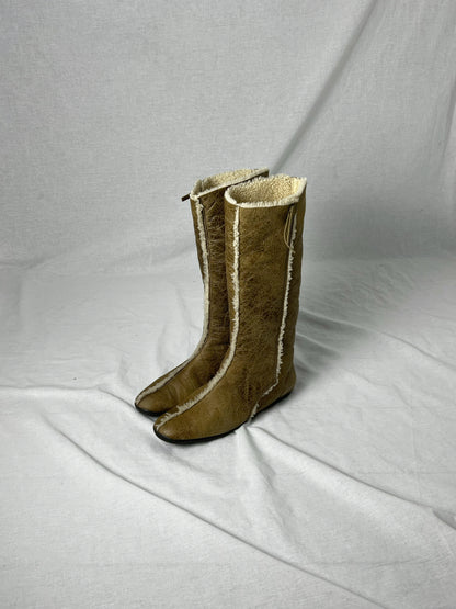 PRADA SHEARLING MID CALF BOOT