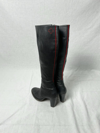 AF VANDEVORST RED STRIPE KNEE HIGH BOOTS