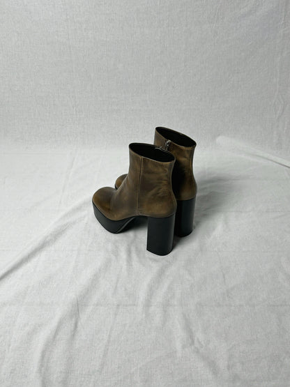 MIU MIU LEATHER PLATFORM BOOTS