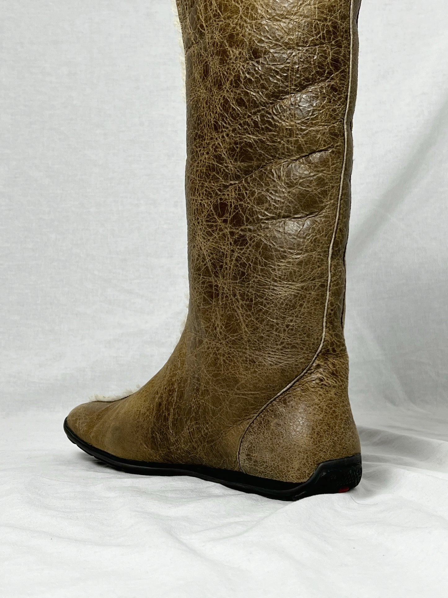 PRADA SHEARLING MID CALF BOOT