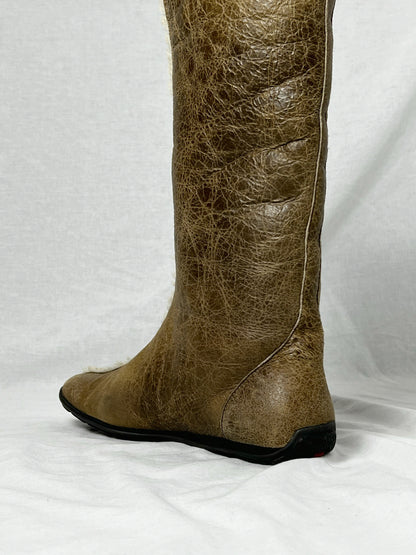 PRADA SHEARLING MID CALF BOOT