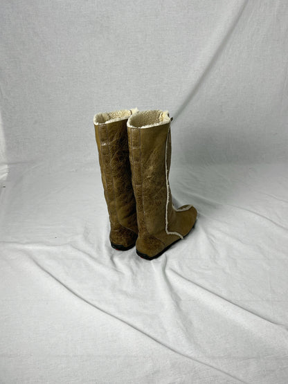 PRADA SHEARLING MID CALF BOOT