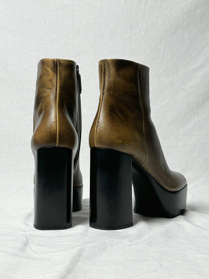 MIU MIU LEATHER PLATFORM BOOTS