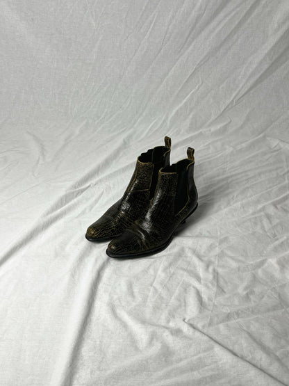 MIU MIU F/W 1999 CRACKED LEATHER CHELSEA BOOTS