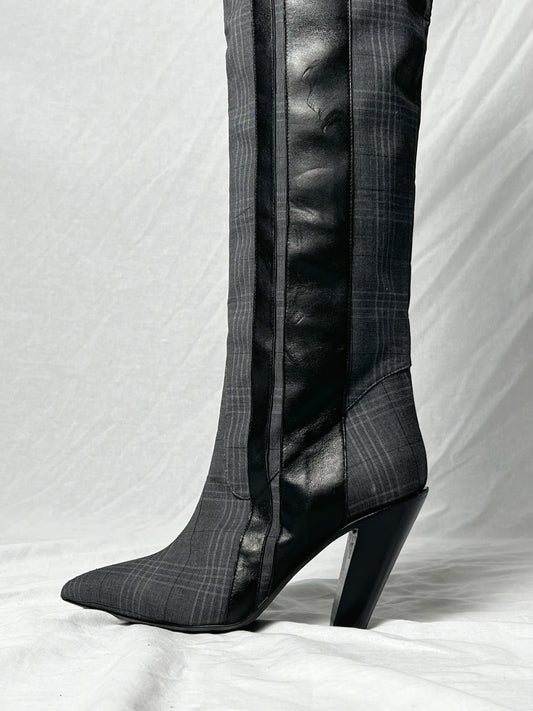 AF VANDEVORST CHECK KNEE HIGH BOOTS