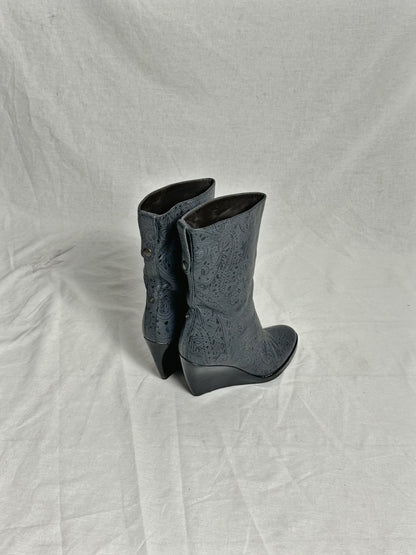 AF VANDEVORST PATTERN WEDGE BOOTS (EU 39)