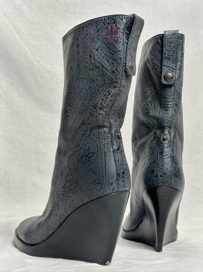 AF VANDEVORST PATTERN WEDGE BOOTS (EU 39)