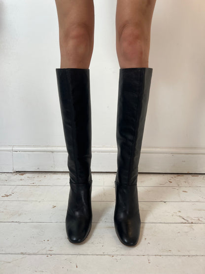 ACNE LEATHER KNEE HIGH BOOTS (EU 40)