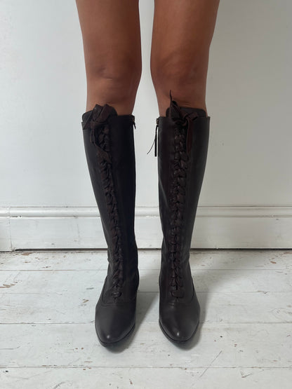 MIU MIU LACE UP BOOTS (EU 39.5)