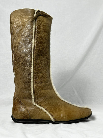 PRADA SHEARLING MID CALF BOOT