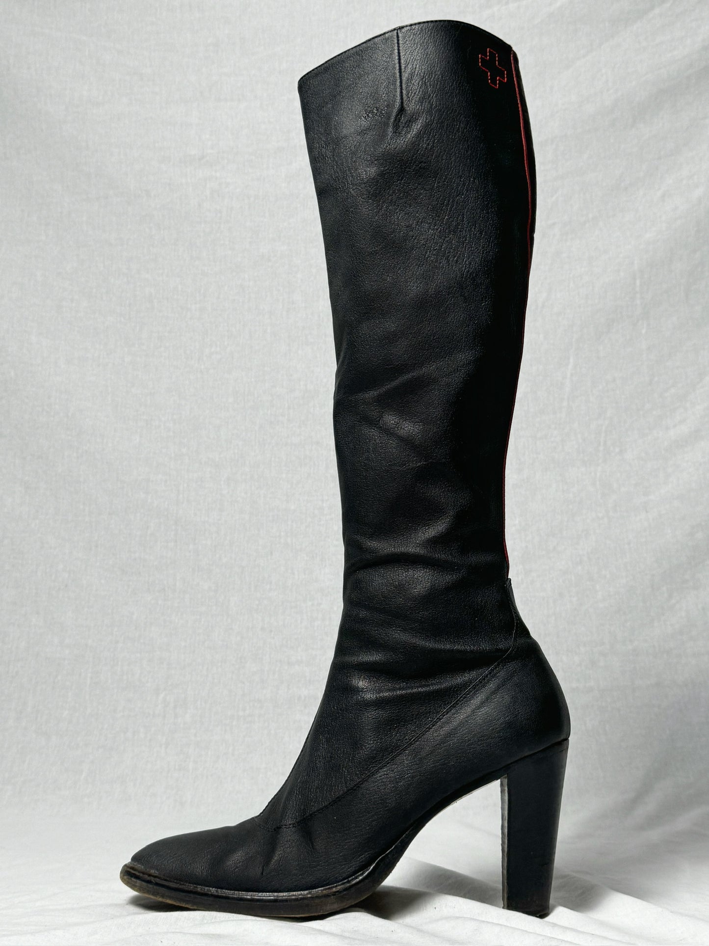 AF VANDEVORST RED STRIPE KNEE HIGH BOOTS