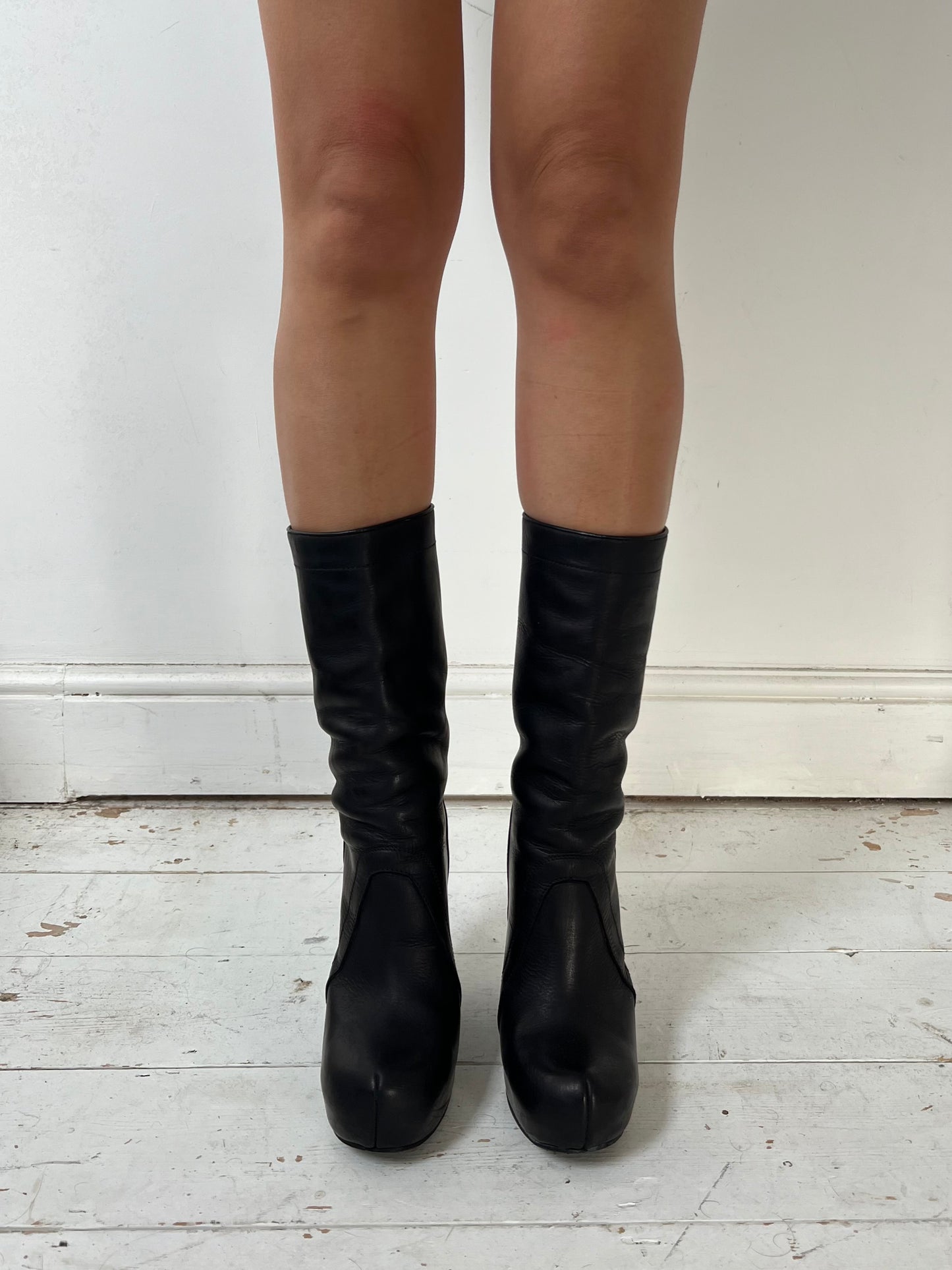 RICK OWENS LEATHER WEDGES (EU 39)