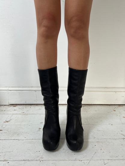 RICK OWENS LEATHER WEDGES (EU 39)