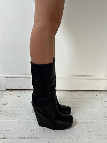 RICK OWENS LEATHER WEDGES (EU 39)