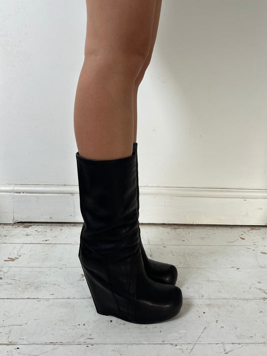 RICK OWENS LEATHER WEDGES (EU 39)