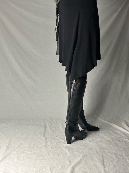 HELMUT LANG KNEE HIGH BUCKLE STRAP BOOTS